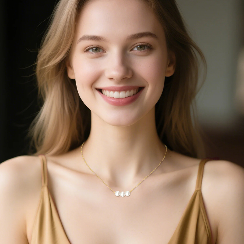 Collier de perles en platine plaqué or blanc, 40,6 cm (16 pouces) avec rallonge de 2,5 cm (1 pouce).-2