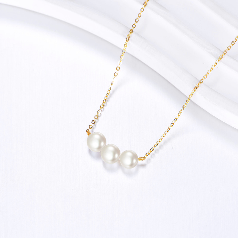 Collier de perles en platine plaqué or blanc, 40,6 cm (16 pouces) avec rallonge de 2,5 cm (1 pouce).-3