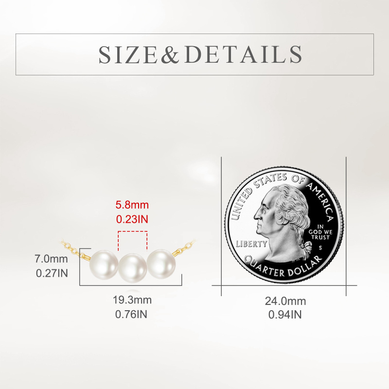 Collier de perles en platine plaqué or blanc, 40,6 cm (16 pouces) avec rallonge de 2,5 cm (1 pouce).-4