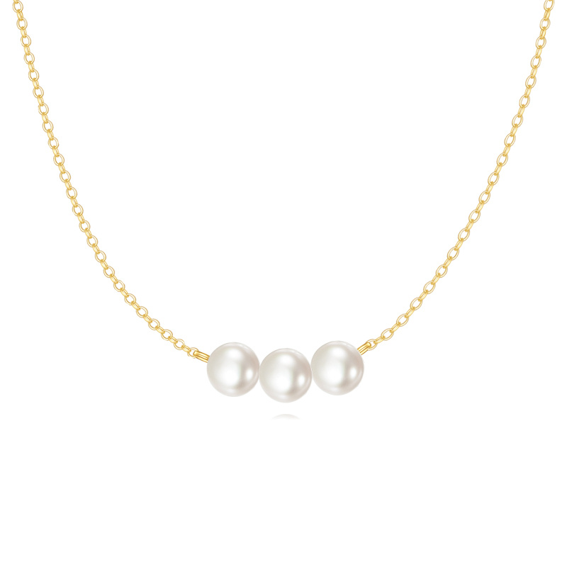 Collier de perles en platine plaqué or blanc, 40,6 cm (16 pouces) avec rallonge de 2,5 cm (1 pouce).-1