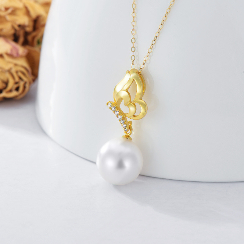 18K Gold 16 ''1'' 1 ''Extender Inches Circular Shaped Pearl Strand Necklace-3