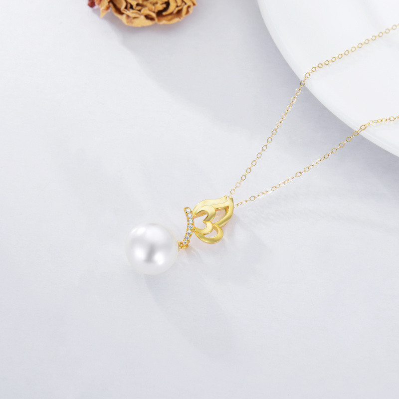 18K Gold 16 ''1'' 1 ''Extender Inches Circular Shaped Pearl Strand Necklace-4