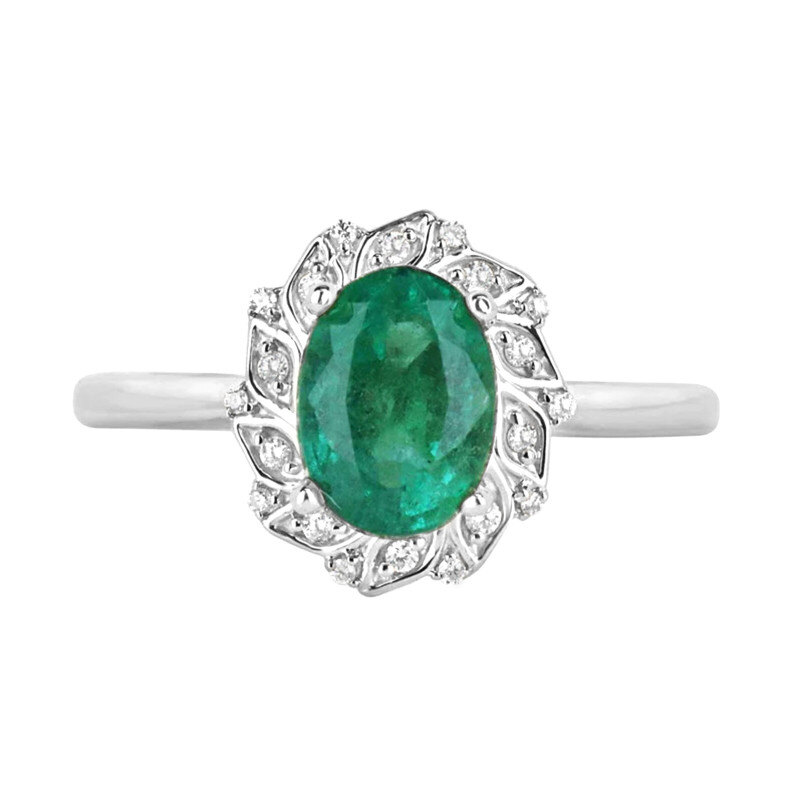 Anillo de compromiso personalizado de oro blanco de 10 quilates con diamante artificial de talla ovalada de 1,6 quilates.-1