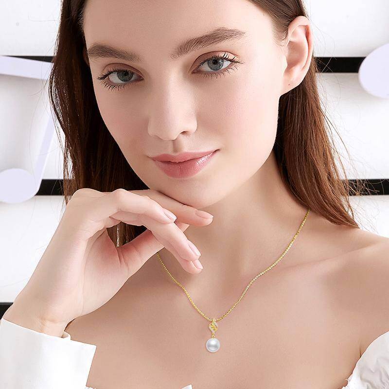 Naszyjnik z pereł ze złota różowego 14K o długości 18'' + 1'' + 1'' z przedłużeniem w calach-2