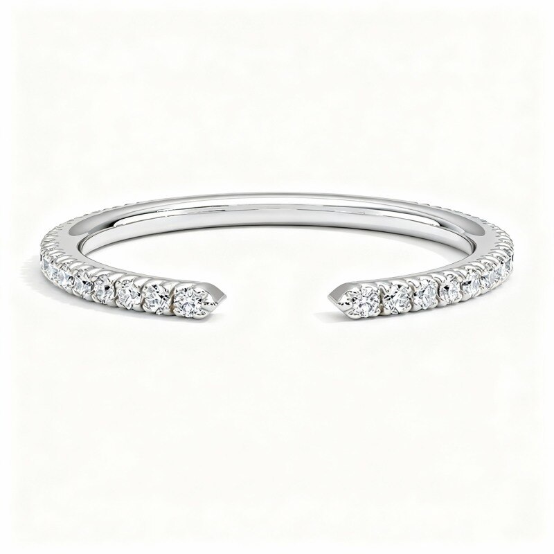 10K White Gold 1/8 CT Round Cut Lab Created Diamond Custom Personalized Engraving Wedding Ring F/G Color SI Clarity 3EX-19