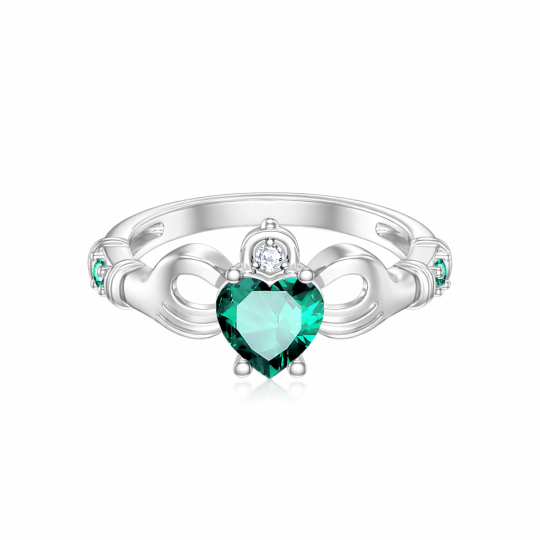 10K White Gold 1 CTW Heart Cut Cubic Zirconia & Diamond Custom Engagement Ring