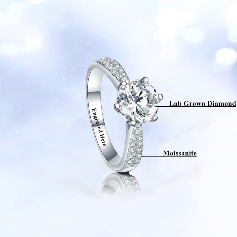 10K Rose Gold 1 to 3.5 CT Round Cut Lab Created Diamond Custom Personalized Engraving Engagement Ring D Color VS1-VVS1 Clarity 3EX IGI Certified-2