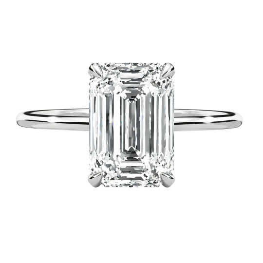 10K White Gold 1 to 3 CTW Emerald Cut Lab-Grown Diamond Custom Engagement Ring D Color VVS1/VS1 Clarity 3EX