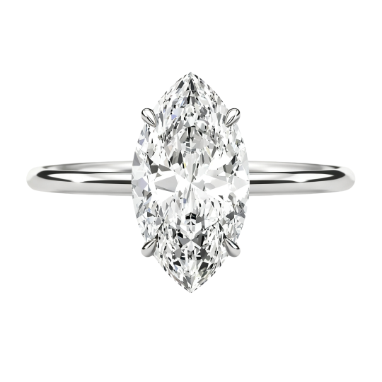 10K White Gold 1 to 3 CTW Marquise Cut Lab-Grown Diamond Custom Engagement Ring D Color VVS1/VS1 Clarity 3EX