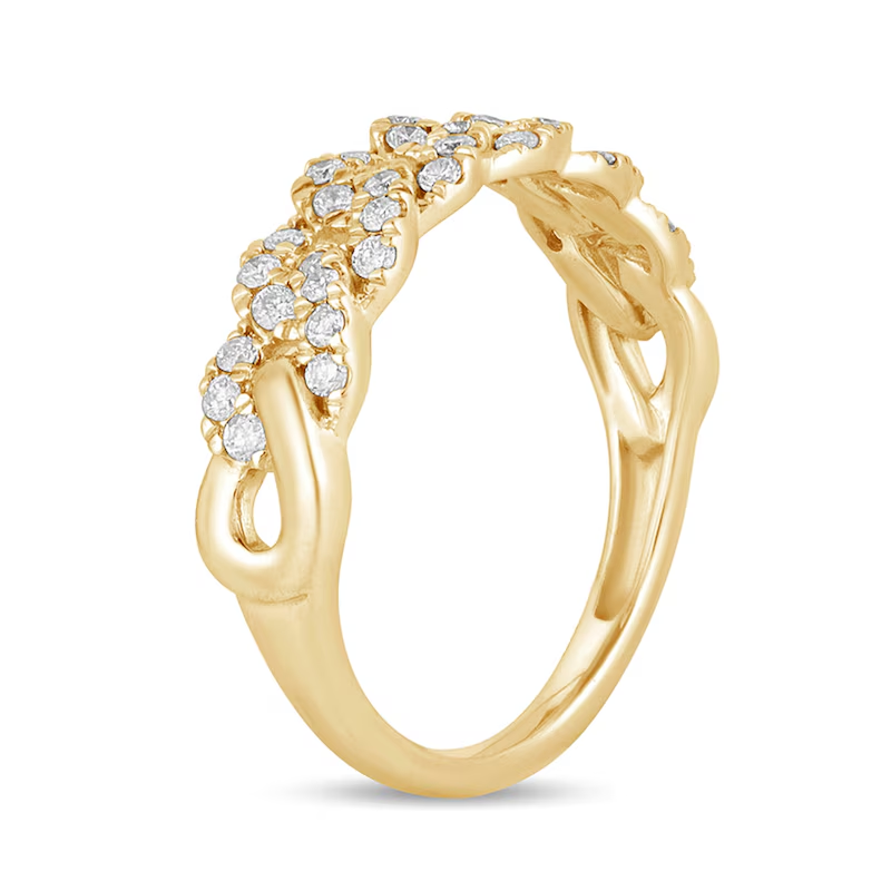 Anillo apilable personalizado de platino con baño de oro blanco, diamante talla redonda de 3/8 ct, color I, claridad I3, 3EX.-3