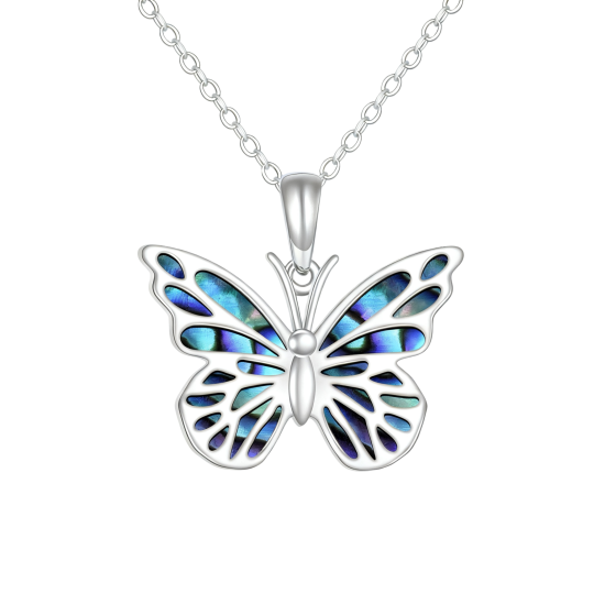 Colar com pendente de borboleta em madrepérola e ouro branco 18K