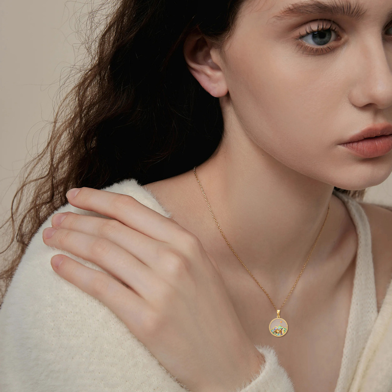 Halskette aus 18-karätigem Gold mit Abalone-Muschelmotiv und Sonnenbergen-Motiv für Damen-2