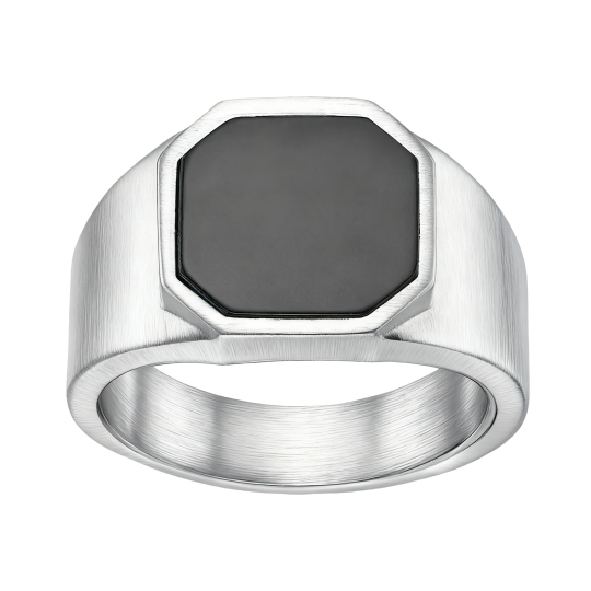10K White Gold Agate Celtic Knot Signet Ring for Men