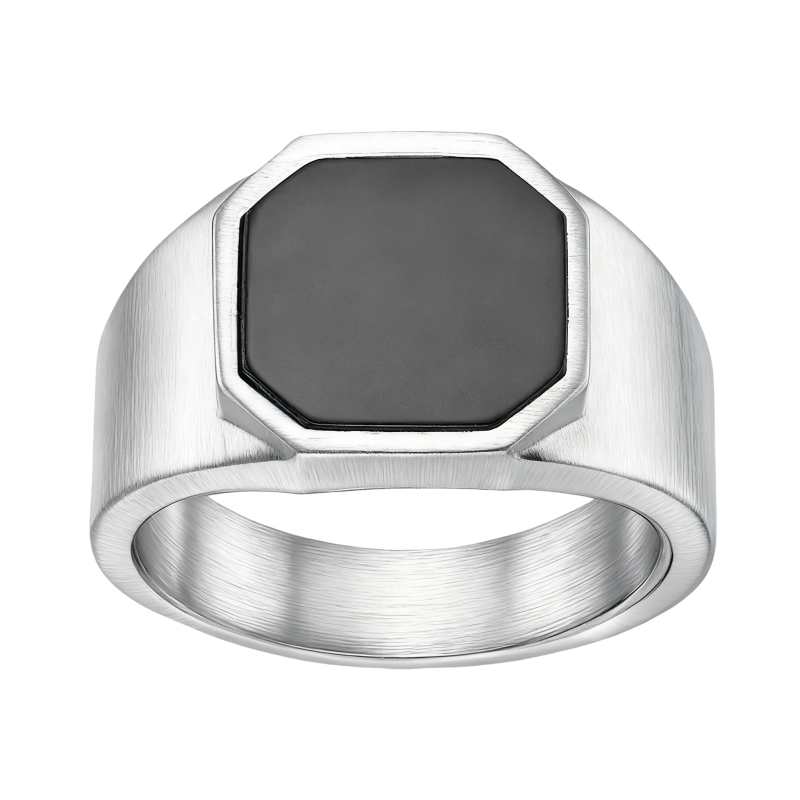 10K White Gold Agate Celtic Knot Signet Ring for Men-12