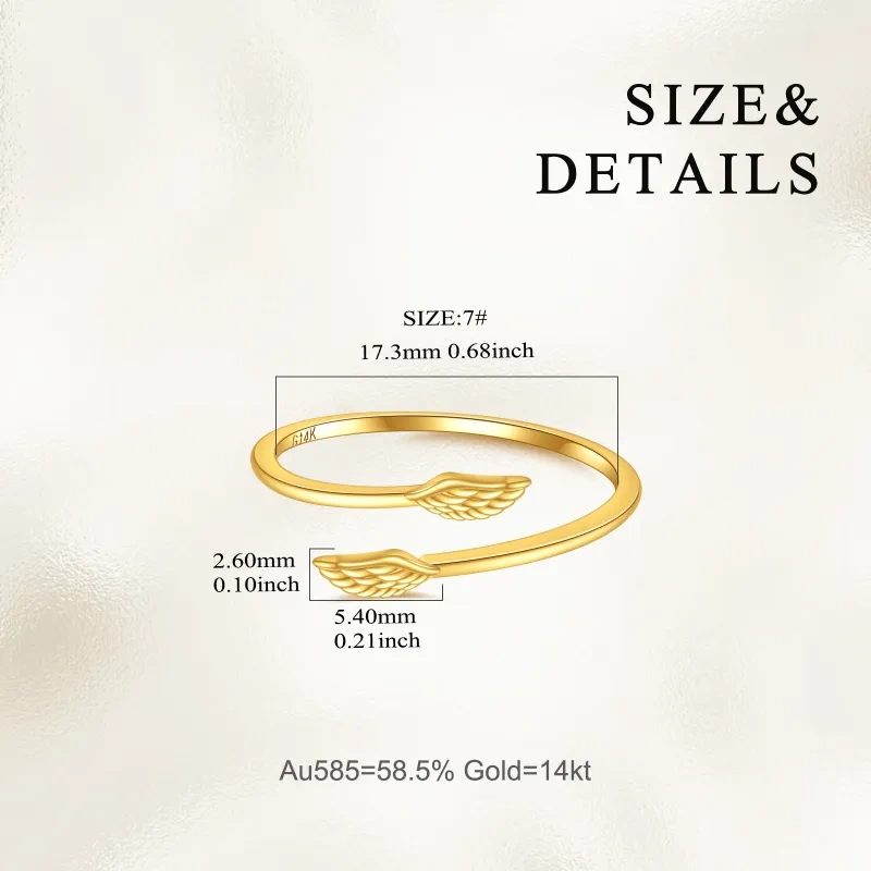 Bague ouverte ailes d'ange en or 18 carats-5