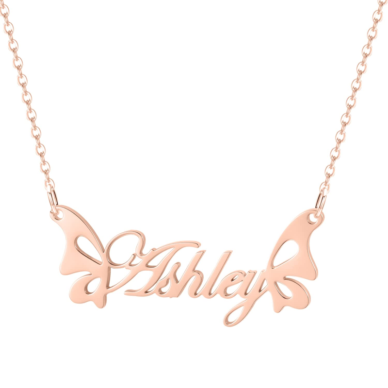 Collar de ala de ángel de oro rosa de 18 quilates para mujer-2