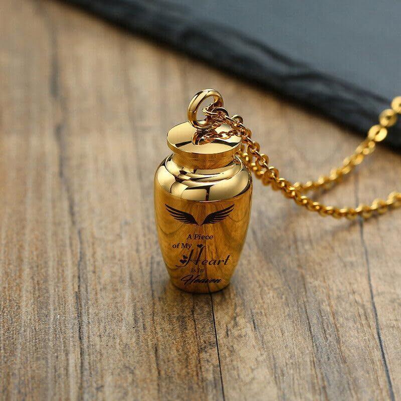 14K Gold Angel Wing Urn Necklace for Ashes Memorial Locket Ash Holder-2
