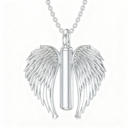 14K White Gold Angel Wing Urn Necklace for Ashes