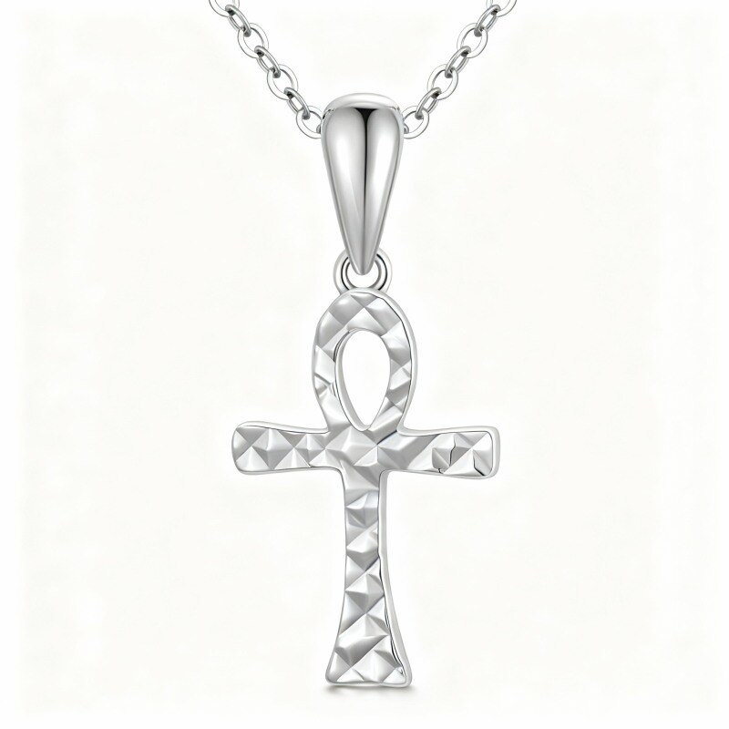 Platinum with White Gold Plated Ankh Pendant Necklace-1