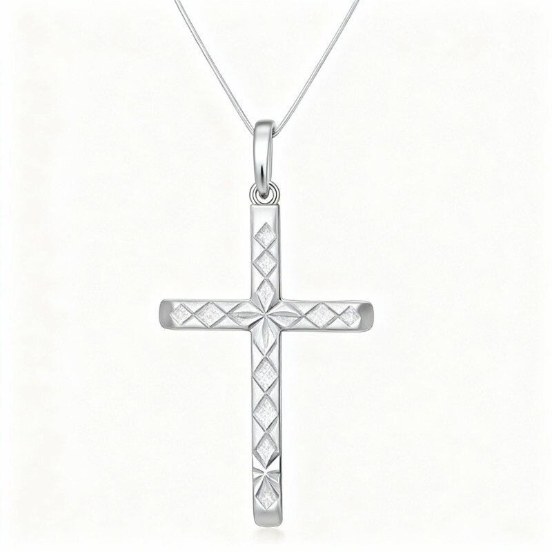Collar con colgante Ankh de oro blanco de 10 quilates-18