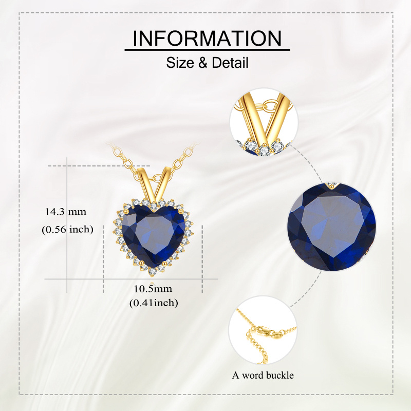 Collar con colgante de corazón de aguamarina y moissanita en oro de 14 quilates-4