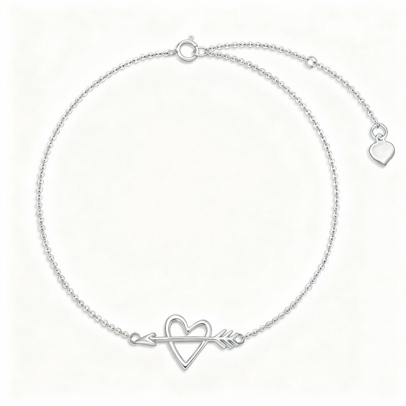 Bracelet à breloques flèche et cœur en or blanc 18 carats-1