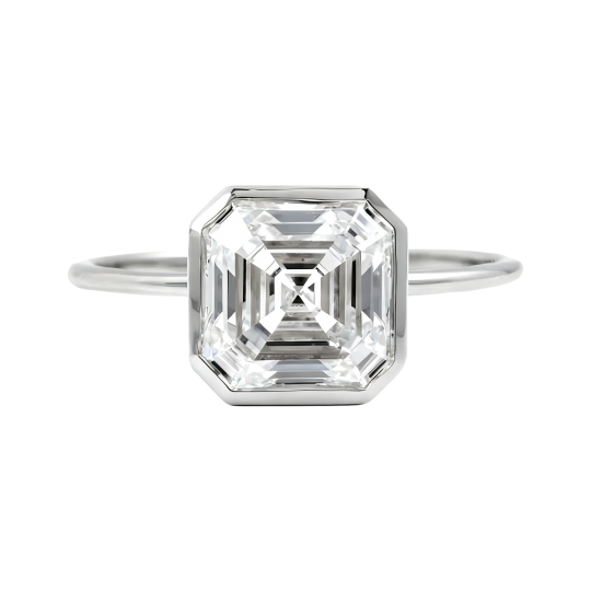 Anillo de compromiso personalizado de oro blanco de 10 quilates con diamante cultivado en laboratorio talla Asscher, color D, claridad VVS1, certificado por IGI 3EX.