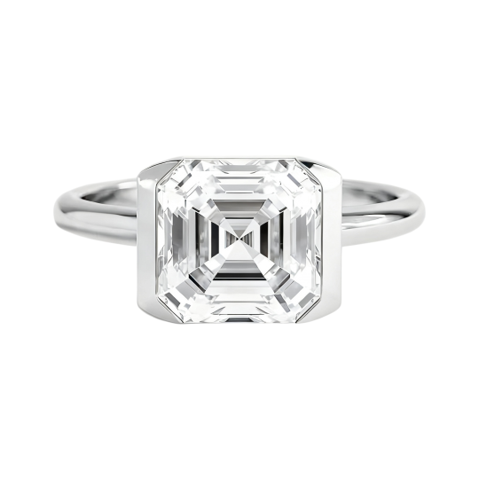 Anillo de compromiso personalizado de oro blanco de 10 quilates con diamante cultivado en laboratorio talla Asscher, color D, claridad VVS1, certificado por IGI 3EX.