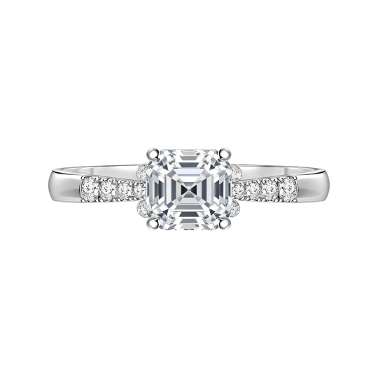 10K White Gold Asscher Cut Lab-Grown Diamond Custom Engagement Ring D Color VVS1 Clarity 3EX IGI Certified