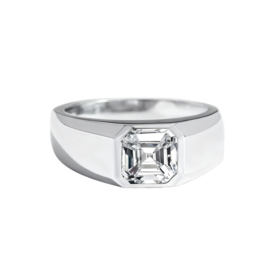 10K witgouden Asscher geslepen moissanite herenring voor mannen