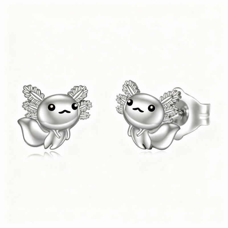 Boucles d'oreilles puces axolotl en or blanc 10 carats-14