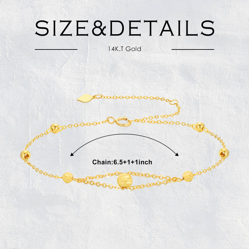 10K Rose Gold Ball & Bead Metal Beads Bracelet-5