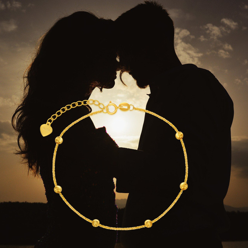 Pulsera de cadena con cuentas de bolas de oro de 18 quilates-3