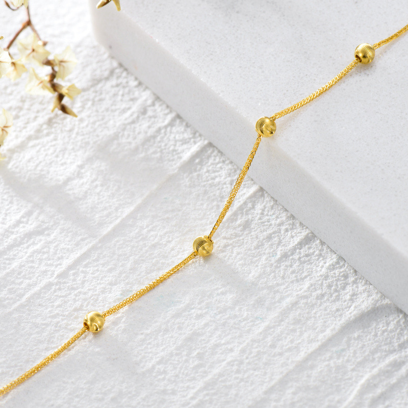 Pulsera de cadena con cuentas de bolas de oro de 18 quilates-5