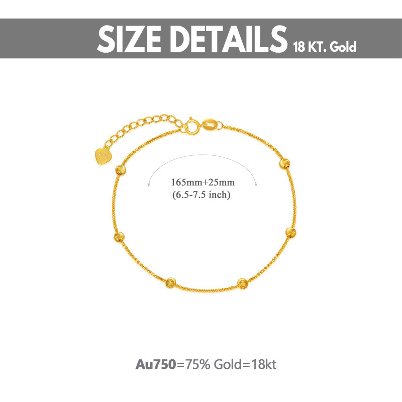 Pulsera de cadena con cuentas de bolas de oro de 18 quilates-6