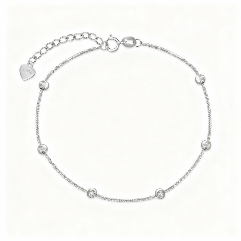 Bracelet à maillons en platine plaqué or blanc et perles rondes-1