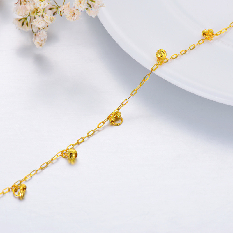 Pulsera con dije de bola de oro de 10 quilates-5
