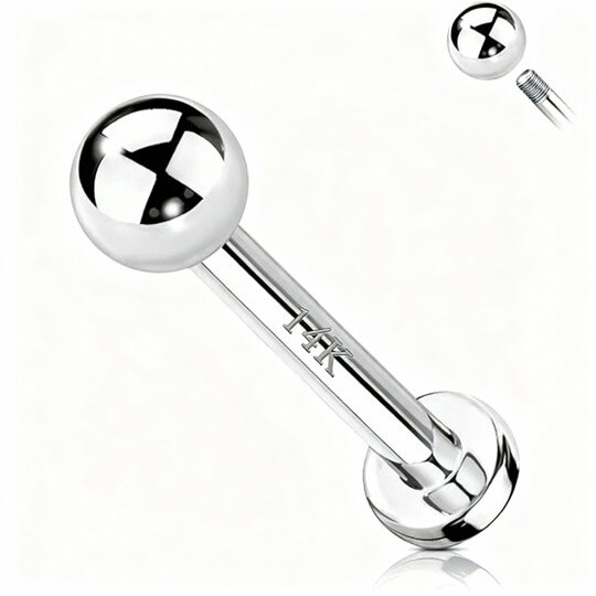 10K White Gold Ball Lip Piercing
