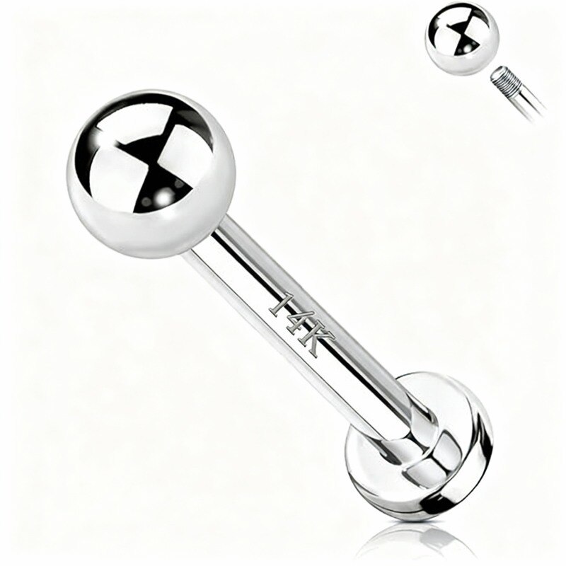 10K White Gold Ball Lip Piercing-1