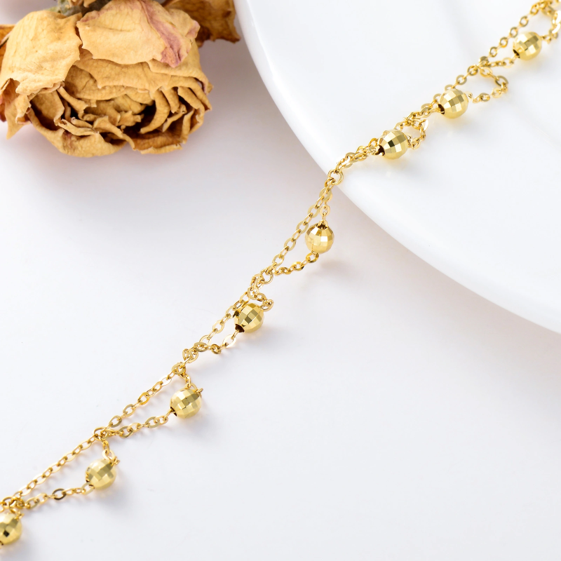 Bracelet de cheville multicouche tournesol en or 14 carats-3