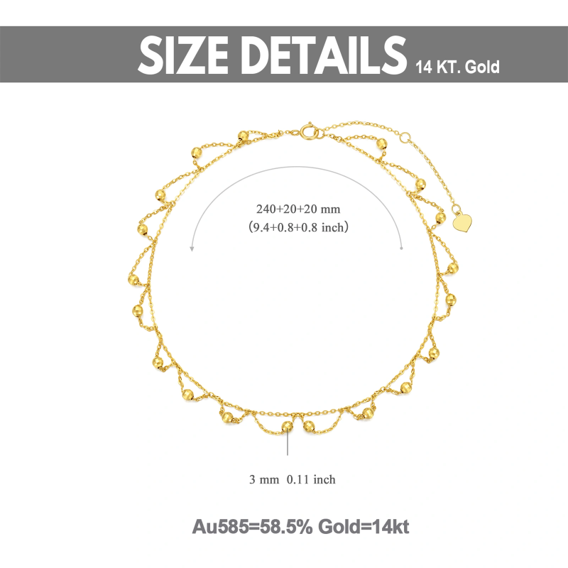 Bracelet de cheville multicouche tournesol en or 14 carats-4
