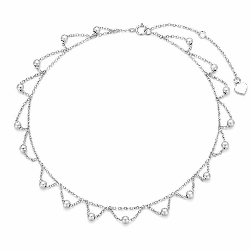 Bracelet de cheville à breloques multicouches en or blanc 18 carats-1