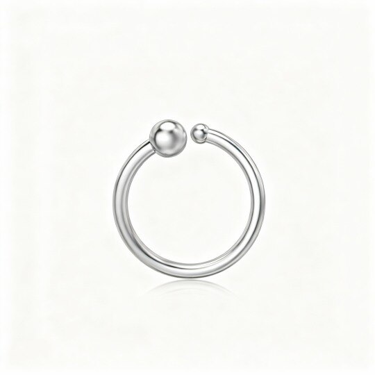 Anillo nasal de bola de oro blanco de 10 quilates