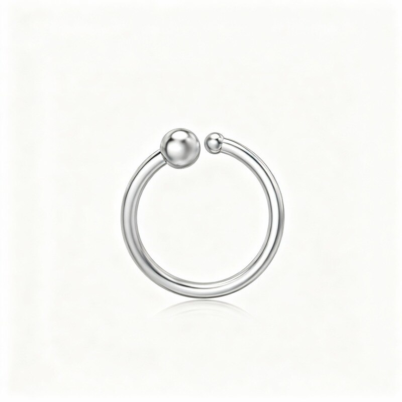 14K White Gold Ball Nose Ring-1