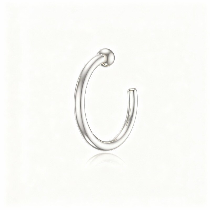 Anillo nasal de bola de oro blanco de 10 quilates-1
