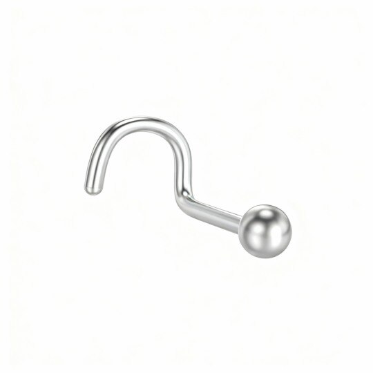 Anillo nasal de bola de oro blanco de 10 quilates