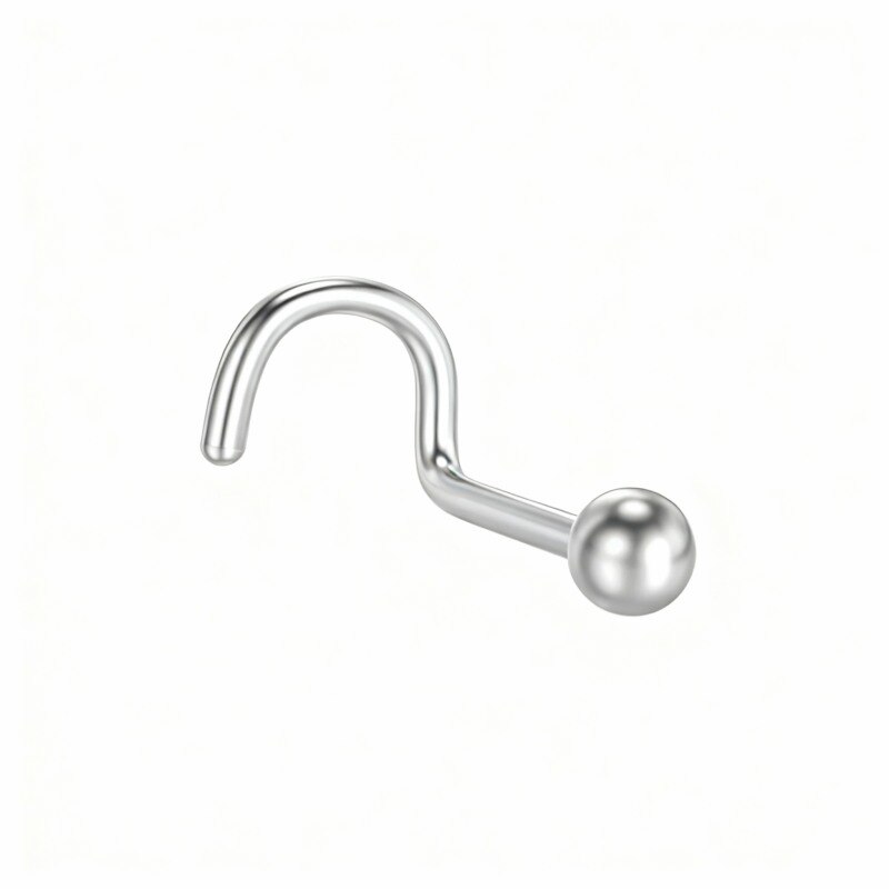 Piercing para nariz em forma de bola em ouro branco 18K-1