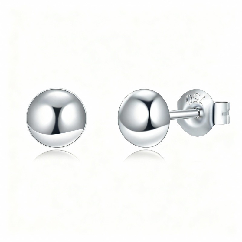 Platinum with White Gold Plated Ball Stud Earrings-1