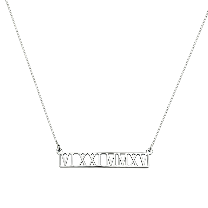 Collier barre en or blanc 14 carats-1