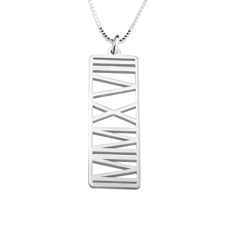 Collier barre en or blanc 14 carats-1